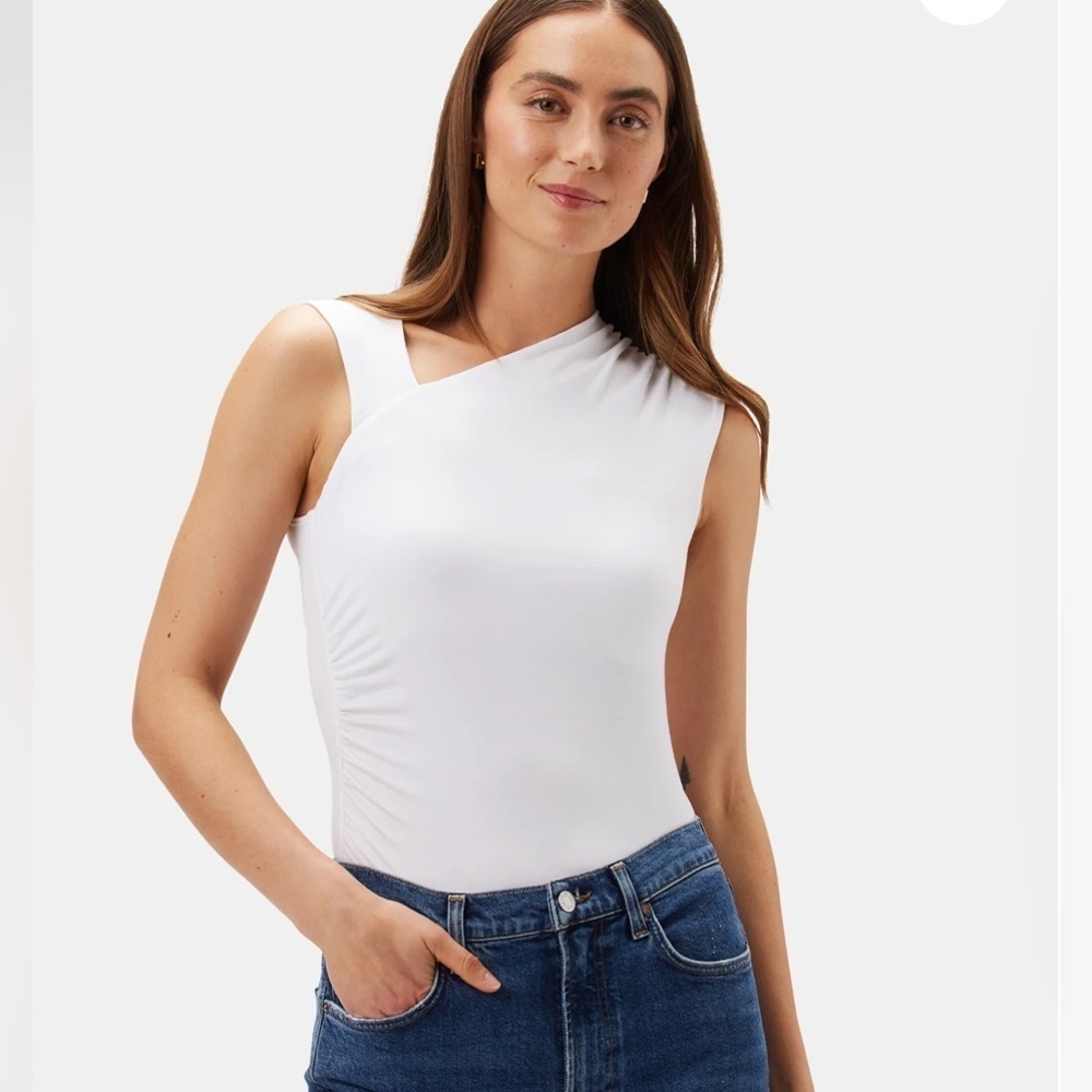 NWT Monique Modal Tank w/asymmetrical neckline, Large, White, Made in USA